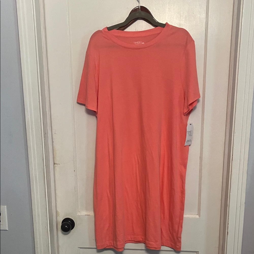 Time and Tru Coral Midi T-Shirt Dress